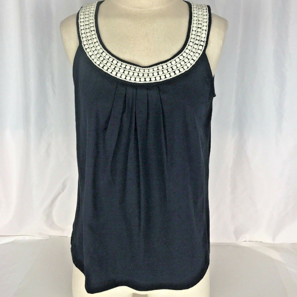 TALBOTS Black White Sleeveless Top Cotton Blend M